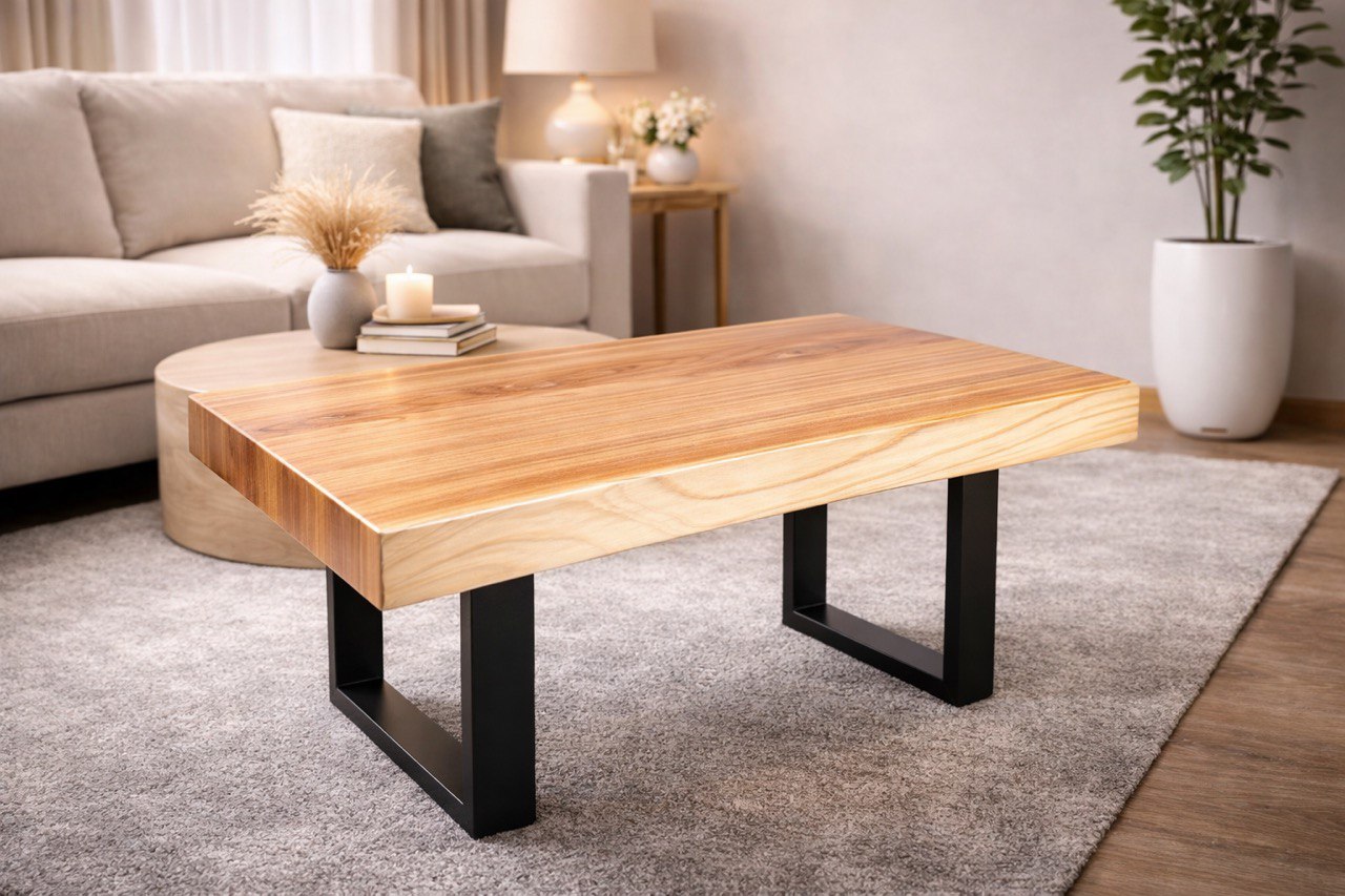 Custom wood craft wall installation in a living room