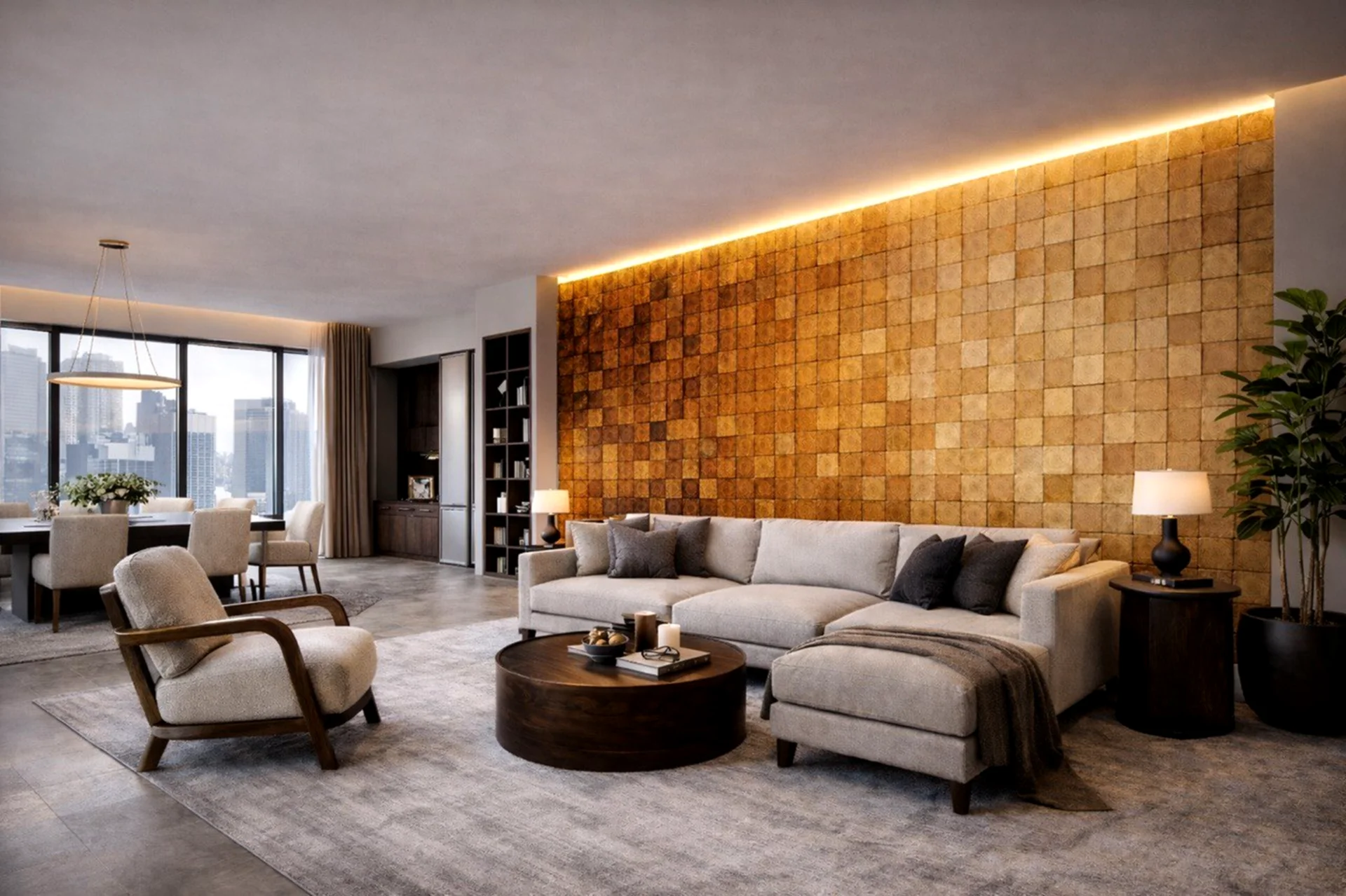 Geometric wood panel composition one